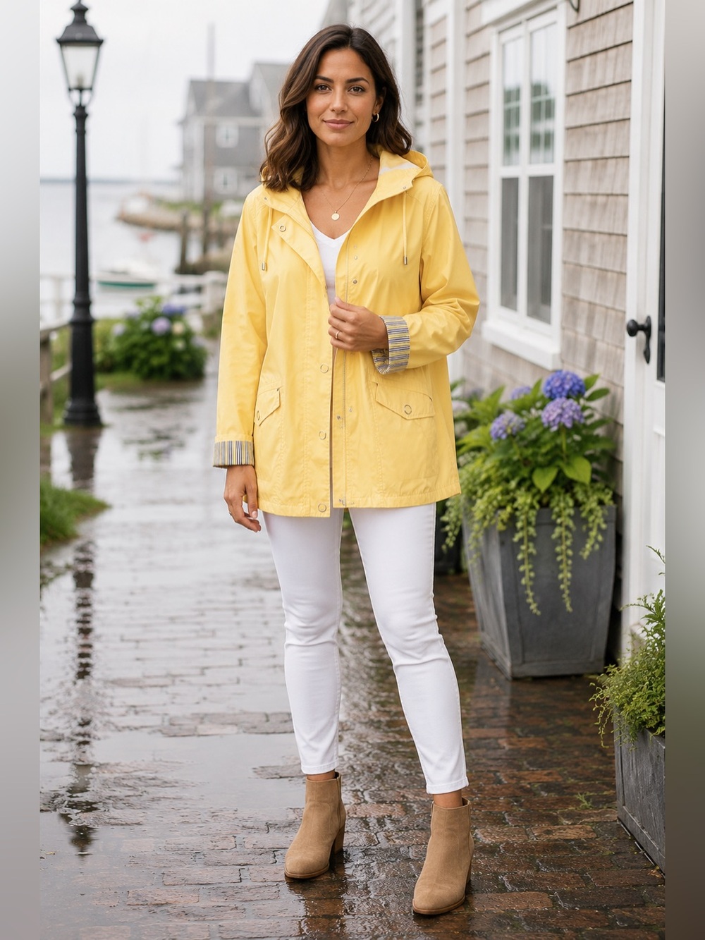 Mackintosh New England Yellow Hooded Rain Jacket Coat Women’s Large Lightweight